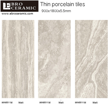 Materiale da costruzione piastrelle in porcellana ultra sottile con spessore di grandi dimensioni 5,5 mm con 98N5511 di alta qualità