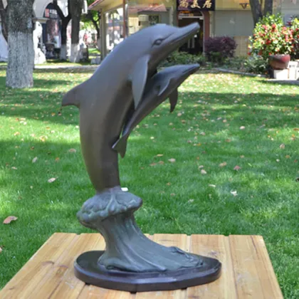 Factory custom metal dolphin sculpture bronze dolphin