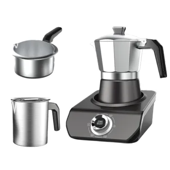 Electric Moka Pot Set with Milk Frother and Chocolate Melting Pot