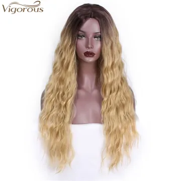 Vigorous Long Ombre Blonde Synthetic Wigs Natural Wave Wigs for Black Women Heat Resistant Fiber Cosplay Wigs