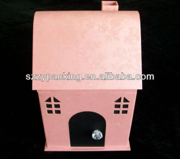 villa shape wedding favor box with velvet liner