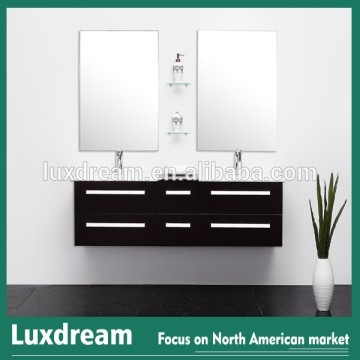 Espresso Wall Mounted Bathroom Vanity with Double Sink and Mirror
