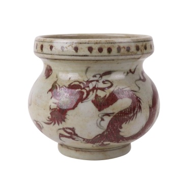 RZTL14 Chinese Crackle Rust Red Porcelain Planter