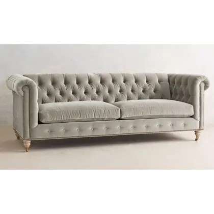 European Vintage Chesterfield Sofa Set - Popular Home Living Room Velvet Fabric Sofa