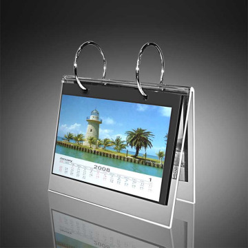 Billig Desktop akryl kalender ram med stativ