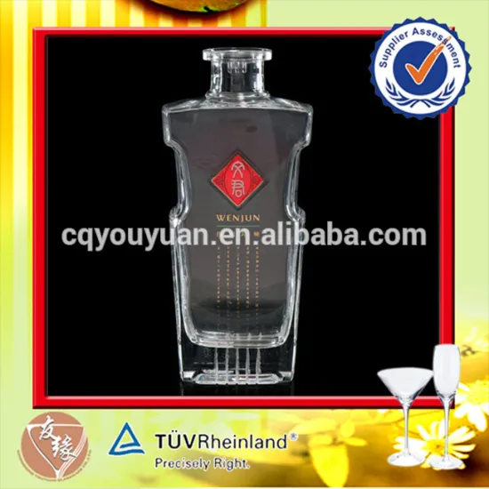 Super Flint Glass Flat Whisky Bottle Brandy Bottle 500ML Flat Vodka Bottles