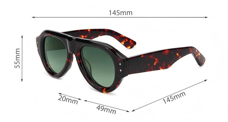 Bold Polarized Aviator Acetate Sunglasses with TAC Lenses ME2126-size