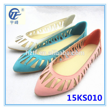 Colorful new style pointed toe lase lady flat shoes