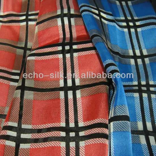 tartan check pattern Silk Rayon Opal B/out and printing