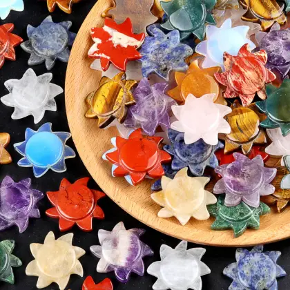 Red Jasper 30mm Hollow Plum Blossom Pendant & Ornament for Home Decoration Handmade Craved Stone Solar