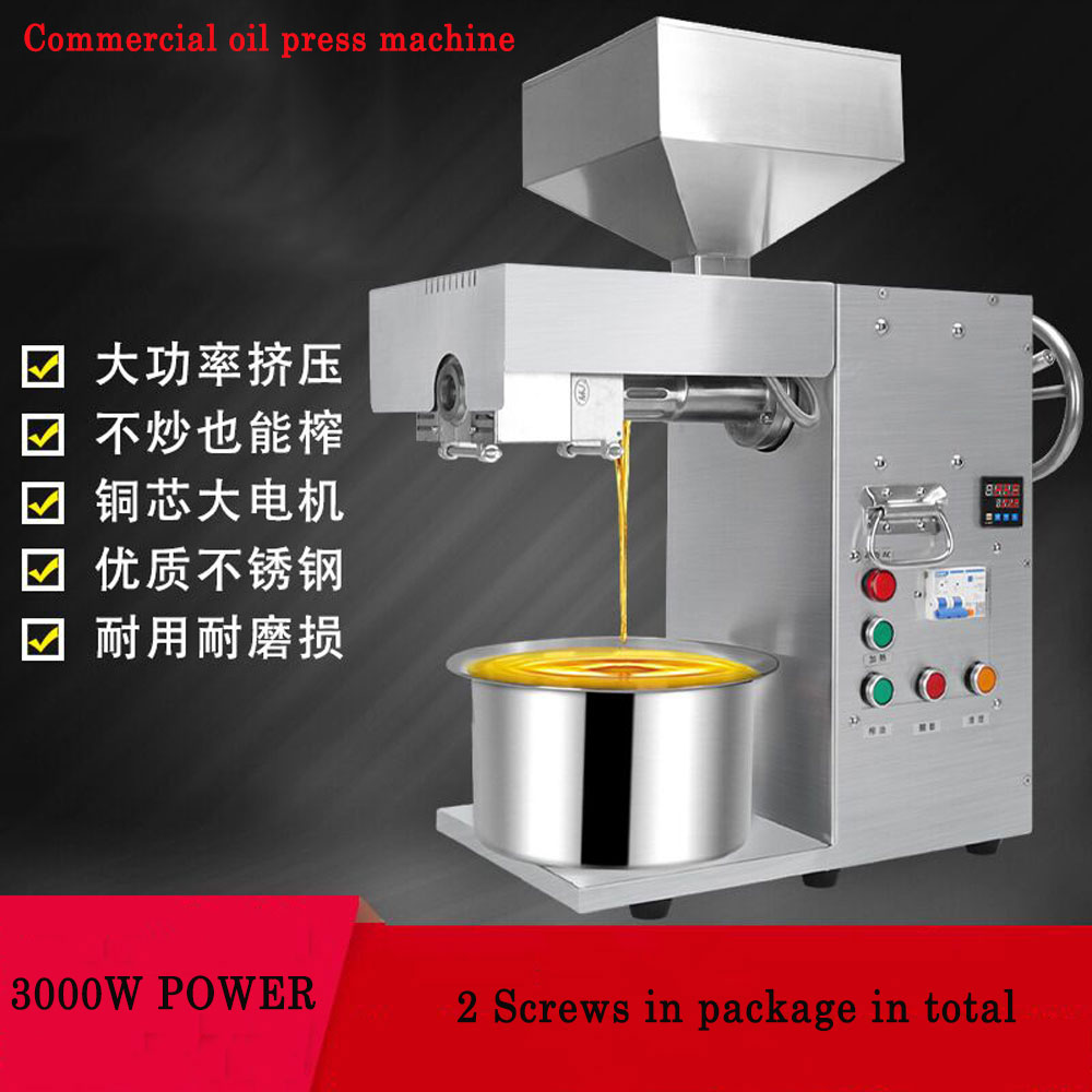 NEW Automatic temperature control oil press machine soybean flaxseed sunflower seeds oil extractor commercial oil press 3000W