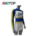 Uniformes de líderes de torcida de manga longa branca azul personalizados