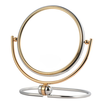 Round gold-plated vanity table mirror