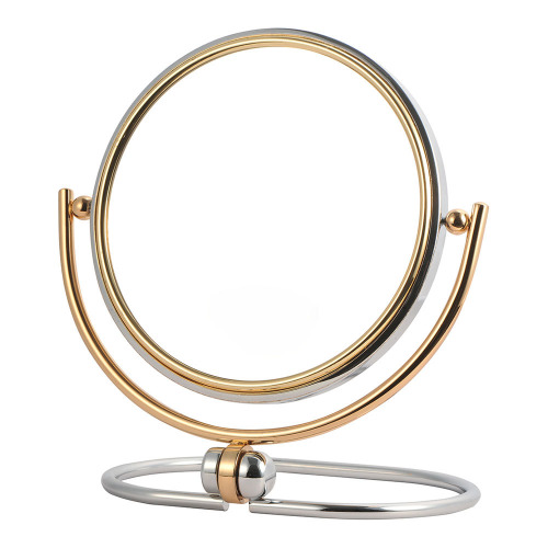 Round vanity mirror on stand