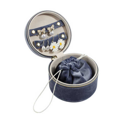 Round Velvet Jewelry Box for Earrings Necklaces Bracelets