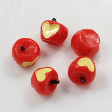 Kawaii Fruit Mini Heart Painted 3D Resin Beads Cue Girls Kids DIY Toy Decor Room Ornaments Charms Craft Resin Cabochon