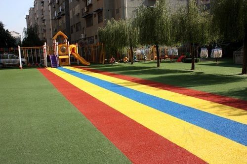 Non-slip Rubber Playground Tiles With Colored Rubber Granules