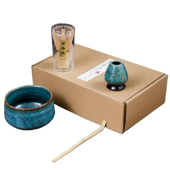High Quality Matcha Tea Accessories Gift Kit: Bamboo Whisk, Pottery Bowl, Chawan, Chashaku