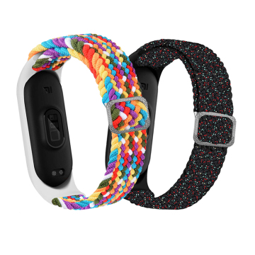 Elastic Nylon Braided Bracelet Strap for Mi Band 3, 4, 5, 6, 7