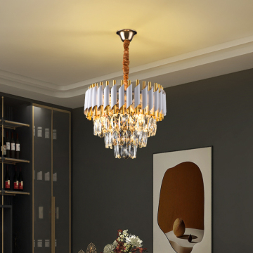 Large Iron Crystal Pendant Light for Bedroom - K9 Crystal Ceiling Lamp