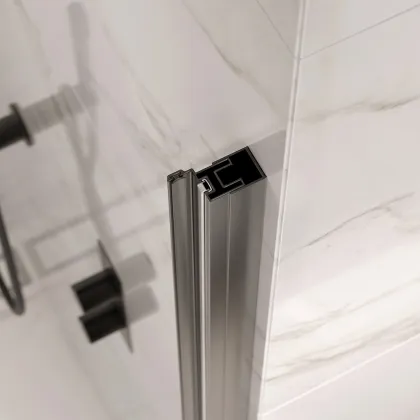 Black Framed Tempered Glass Shower Door Hinge Partition Solution