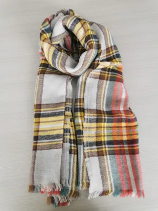 GR women's fashion big grid warm scarf