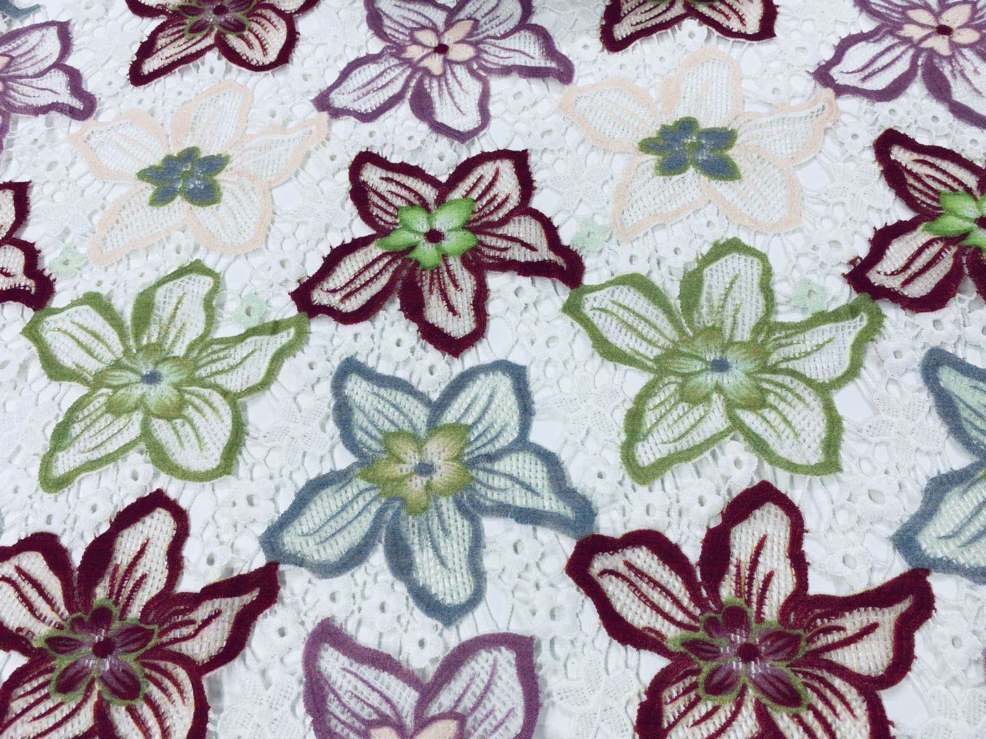 Mat Yarn Chemical Lace Embroidery Fabric