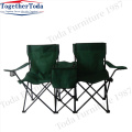 Collapsible outdoor double camping chair with sun umbrella