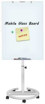 Büromobile Flipchart-Staffeleitafel aus gehärtetem Magnetglas