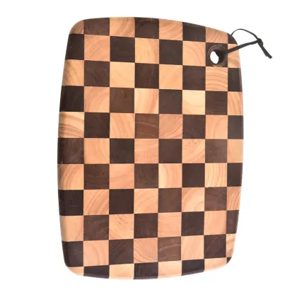 Hot-Selling Double-Sided Checkerboard Pattern Rubber Wood and Carbonized Rubber Wood Cutting Board