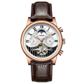 Luxe Heren Moon Phase Tourbillon Movt Automatisch Horloge