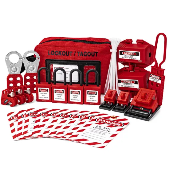BOZZYS Electrical Lockout Kit: LOTO Device Safety Toolbag - 26 Pack for Mechanical and Electrical Lockout