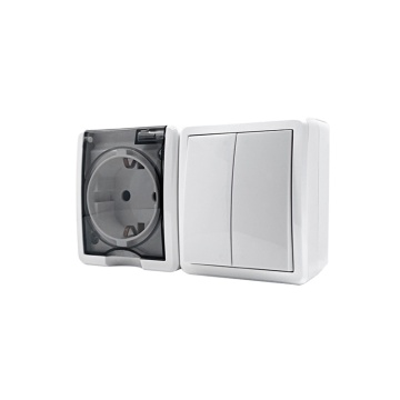 IP44 Block Single Schuko Power Outlet With Shutter