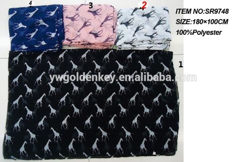 Top quality newest fashion style animal printing voile scarf