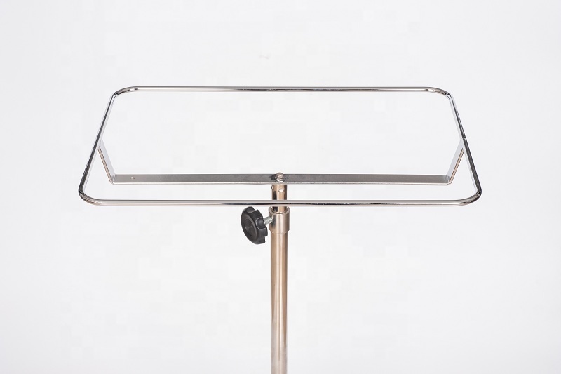 Hoogte Verstelbaar Medisch Steel Mayo Trolley Instrument Stand met verwijderbare lade TCS03