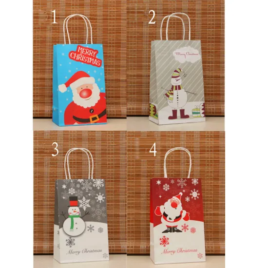 Christmas kraft paper bag with handle