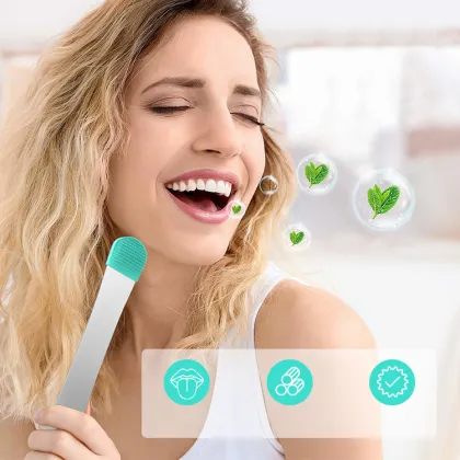 Tongue Coating Brush Silicone Tongue Scraper for Dental Care Cleaning