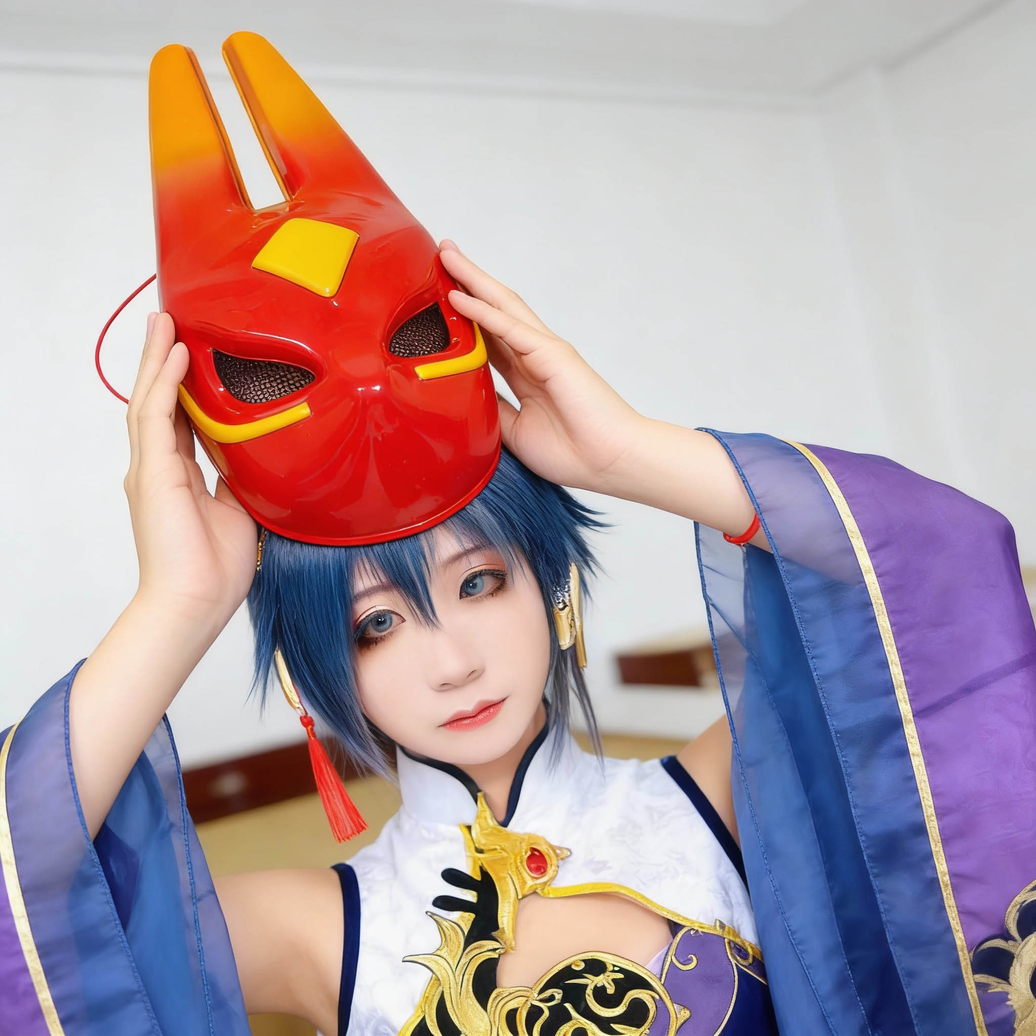 Gradient Red Fox Cosplay Mask