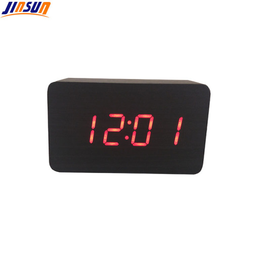 Reloj de alarma elegante de madera negra con Led
