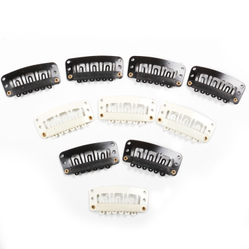 AliLeader Cheap Price Metal Clips For Hair Extension Hairpieces Snap-Comb Wig Clips With Rubber