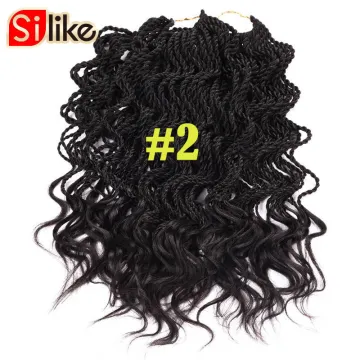 Wholesale Price 14" Curly Senegalese Twist 7 colors Crochet Hair Synthetic  Crochet Braids Pre-Twisted Flashy Curly End