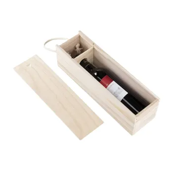 Custom Red Wine & Champagne Wooden Boxes with Natural Wood Finish and Print