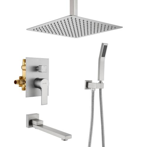 SHAMANDA Brushed Nickel Raining Shower Sets