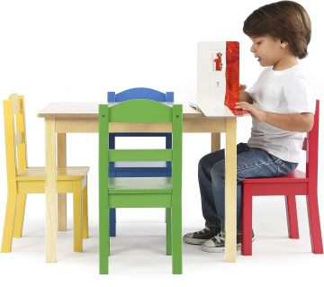 New Style Solid Wood 4-Car Chair Set for Children's Play and Learning