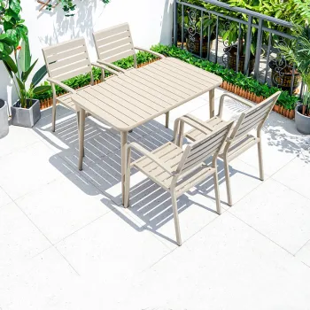 7 Piece Aluminum Frame Chair and WPC Table Set for Indoor/Outdoor Dining