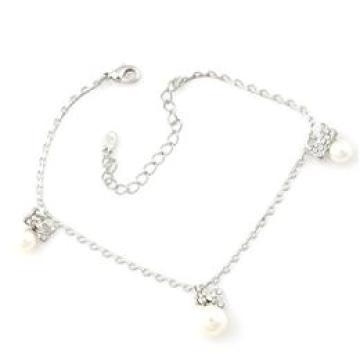 Fashion Copper Imitation Rhodium Plated Anklet with Swarovski Stone