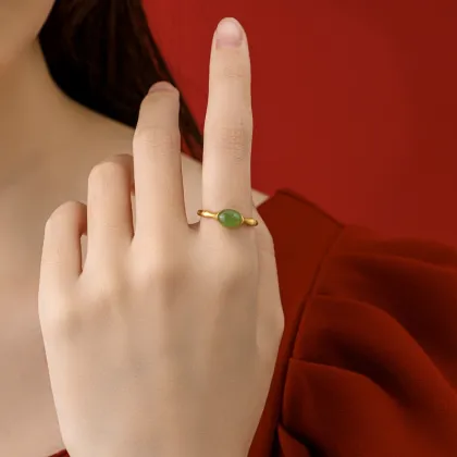 Nephrite Red Agate Jade Designer Vintage Gemstone ring
