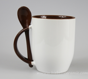 14oz Coffee And Tea Fine Bone China Ceramic Porcelain Promotion Mug With Spoon