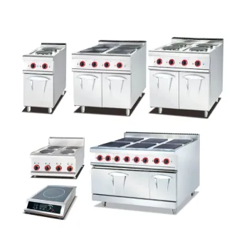 RM Restaurant Commercial Kitchen Equipment: 4 Burner Electric Hot Plate Stove with Oven and Induction Cooker