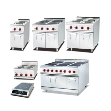 RM Restaurant Commercial Kitchen Equipment: 4 Burner Electric Hot Plate Stove with Oven and Induction Cooker